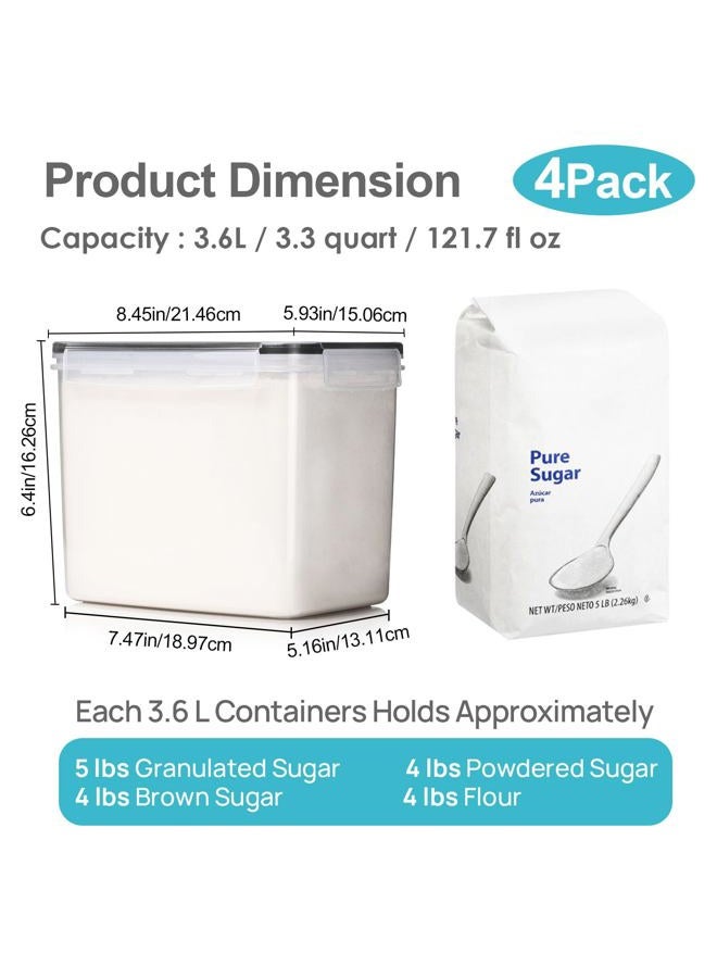 Vtopmart Food Storage Containers 3.3QT/3.6L, 4 Pieces BPA Free Plastic for Flour, Sugar, Baking Supplies, with 4 Measuring Cups and 24 Labels, Black - Image 2