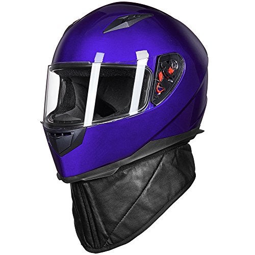 ILM Full Face Motorcycle Street Bike Helmet with Removable Winter Neck Scarf + 2 Visors DOT Model-JK313 (M, Blue) - Image 4