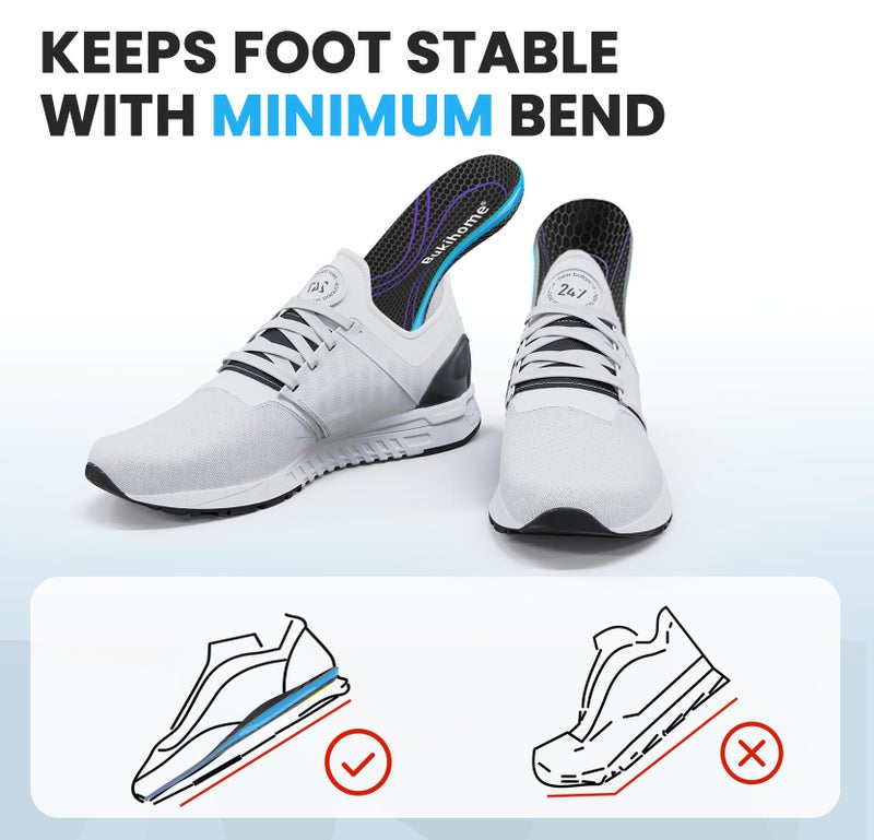 Bukihome Carbon Fiber Insoles for Men & Women - Bukihome（1 Pair） High Arch & Rigid Support - Non-Cleated Shoes - Running, Hiking - Basketball, Volleyball, Racquet Sports - Injury Prevention - M - Image 3
