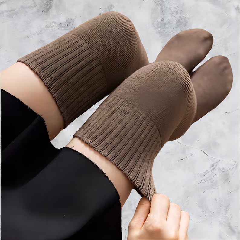 AVNISH Wool Warm Thigh High Socks | Knitted Thick Thermal Woolen Socks for Women Winter Wear Knee Length | Knee High Leg Warmers Long Socks Boot Cuffs Knee Cap | Stocking Girls (Free Size,1 Pair) - Image 3