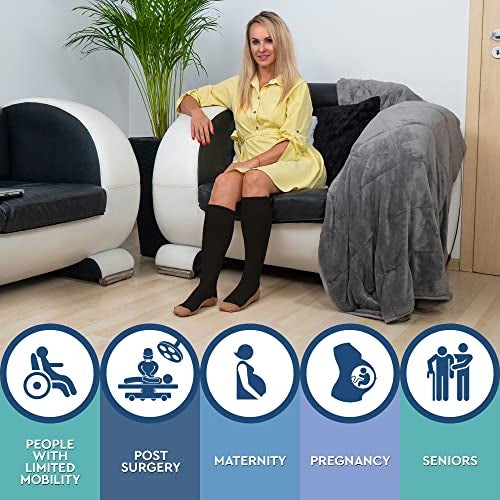 TheraMagic™ Zipper Compression Socks for Men & Women, 20-30mmHg Closed Toe Graduated Zippered Compression Stocking - Image 3