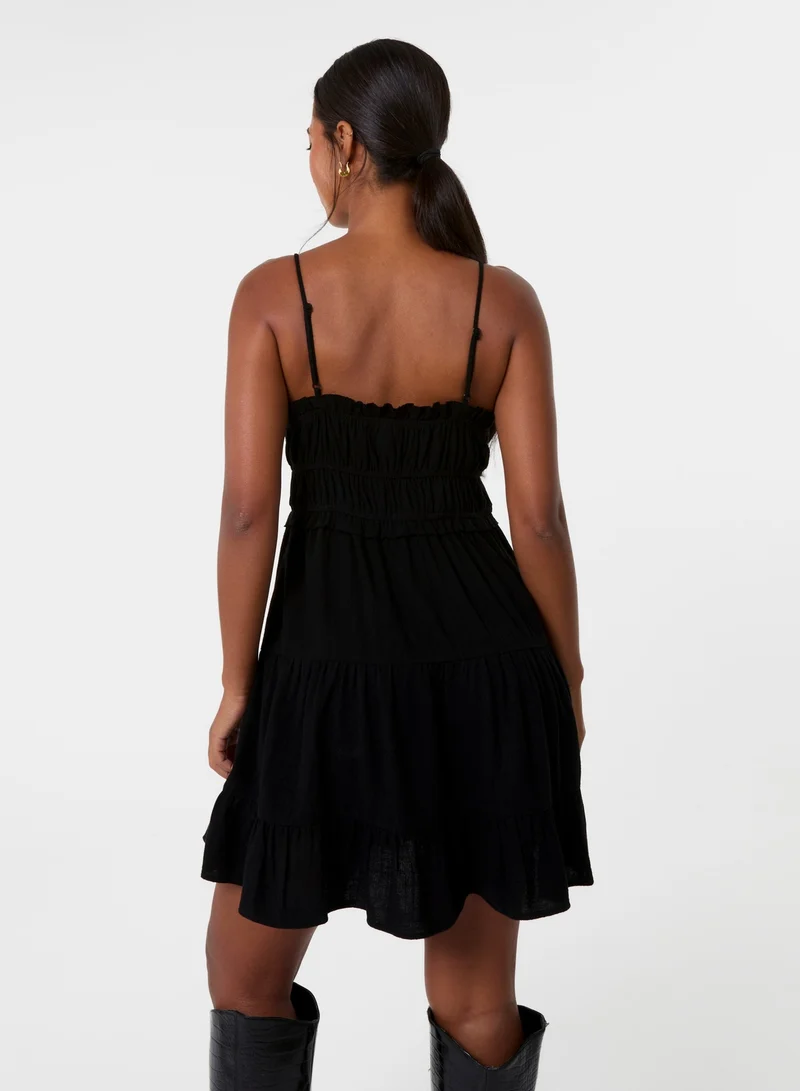 بينك فانيلا فستان قصير كامي مزموم بأسلوب حليب