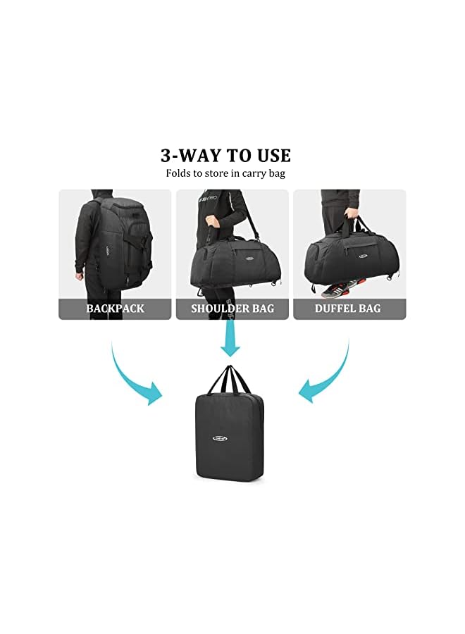 G4Free 40L/70L 3-Ways Sport Duffle Bag Backpack Gym Travel Weekender Overnight For Men Women With Shoe Compartment Waterproof Foldable Nylon - Image 4