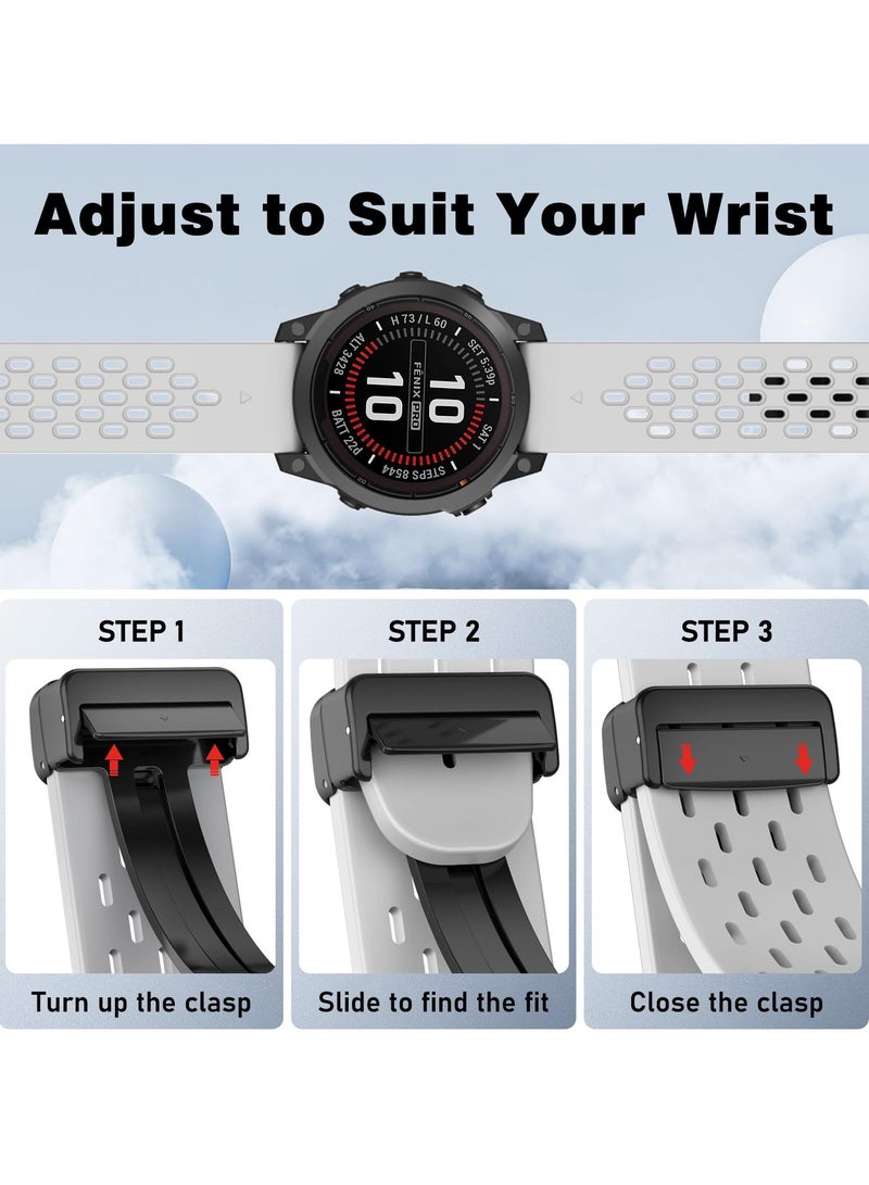 26mm Magnetic Silicone QuickFit Watch Strap for Garmin Fenix Series - Comfortable, Adjustable, and Durable Band for Fenix 7X, 6X Pro, 5X Plus & More - Image 4