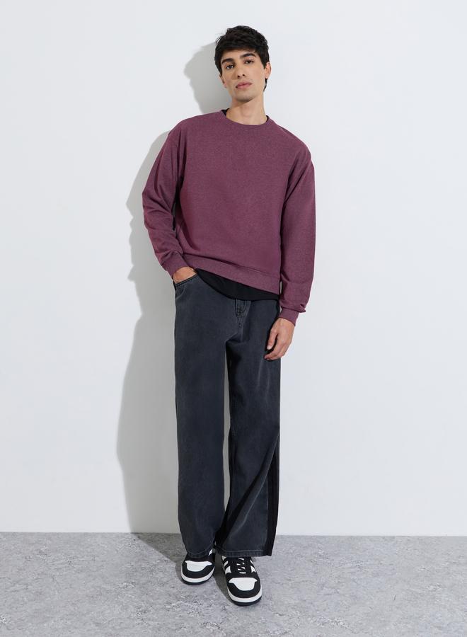 Styli Purple Relaxed Fit Cotton Terry Sweatshirt - Image 2