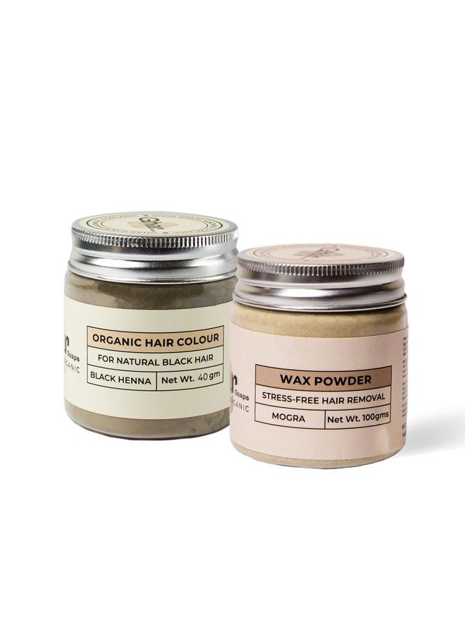 Ghar soaps Organic Wax Hair Removal Powder (100 Gm) And Organic Hair Color For Men & Women (40 Gm) Combo Pack - Image 1