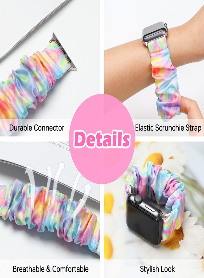 BXKM [3 Pack] Kids Scrunchie Band Compatible with Apple Watch Band 38mm 40mm 41mm & 42mm 44mm 45mm 46mm,Cute Printed Elastic Solo Loop Bands for iWatch Series 10/9/8/7/6/5/4/3/SE/SE2 - Image 4