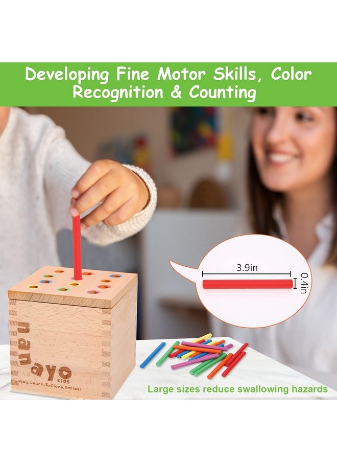 nanayo - 4 For 1 Play Kit Includes Object Permanence Box Montessori Coin Box Carrot Harvest Game Matchstick Color Drop Game Montessori Toys For Babies 6 12 Months 1 Year 2 Year And 3 Year - Image 1
