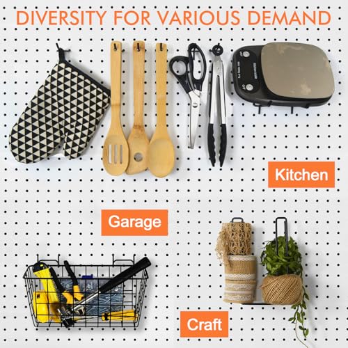 G.CORE Pegboard Basket Organizers, Peg Board Large Baskets Hooks Bins Cups Tool Organizer 42 Pack Set, Wall Storage Display Hanging Accessories for Craft Office Stadio Shed Garage Organization (Black) - Image 4