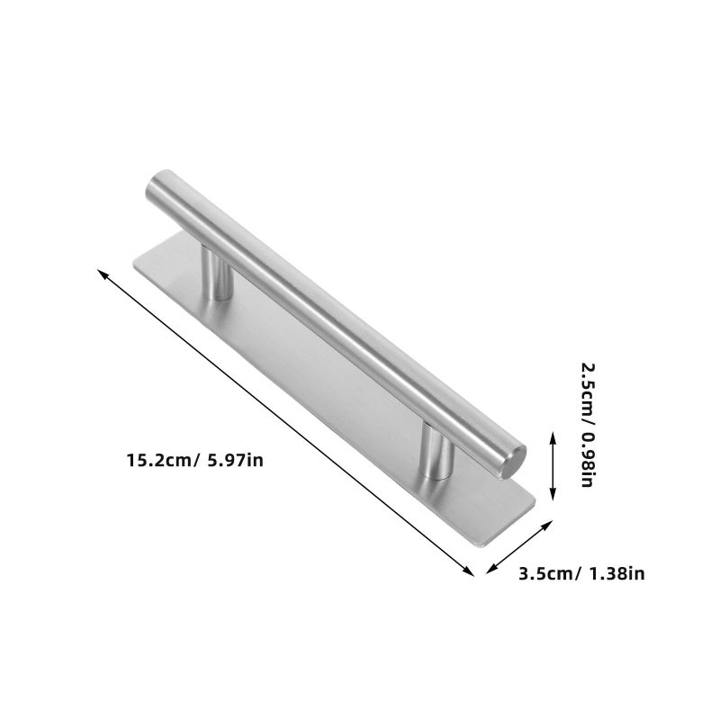 2Pcs Brushed Stainless Steel Self Adhesive Drawer Handles 12x150x96mm 25mm Base - Image 3