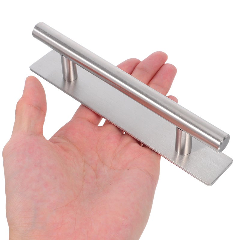 2Pcs Brushed Stainless Steel Self Adhesive Drawer Handles 12x150x96mm 25mm Base - Image 5