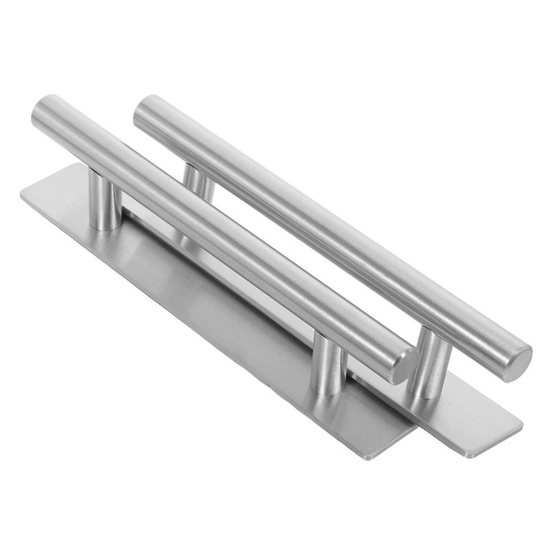 2Pcs Brushed Stainless Steel Self Adhesive Drawer Handles 12x150x96mm 25mm Base - Image 2