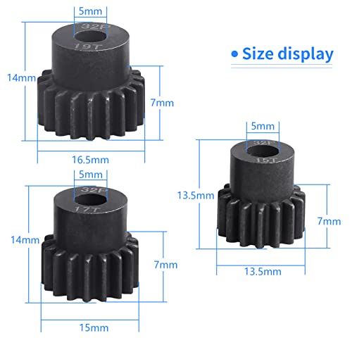CrazyHobby RC Metal 54T 32P Spur Gear &15T/17T/19T Pinions Gear Set & 3.175mm Coupler for Traxxas Slash 4x4 4WD/2WD/VXL Rustler 4X4 VXL/Stampede 4x4 VXL/Summit/E-Revo/T-Maxx, Replace#3956 - Image 3