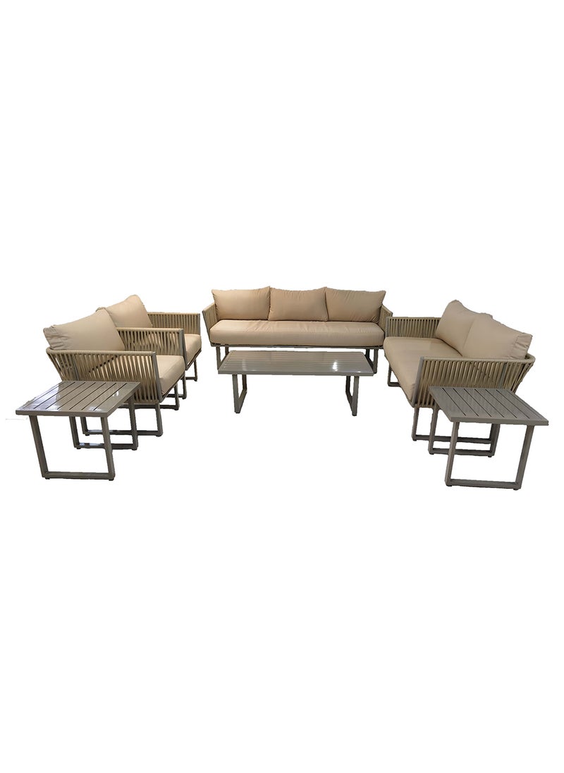 Oasis Casual - Outdoor 7 Seater Rope Sofa Set with 2 Side Tables - Image 1