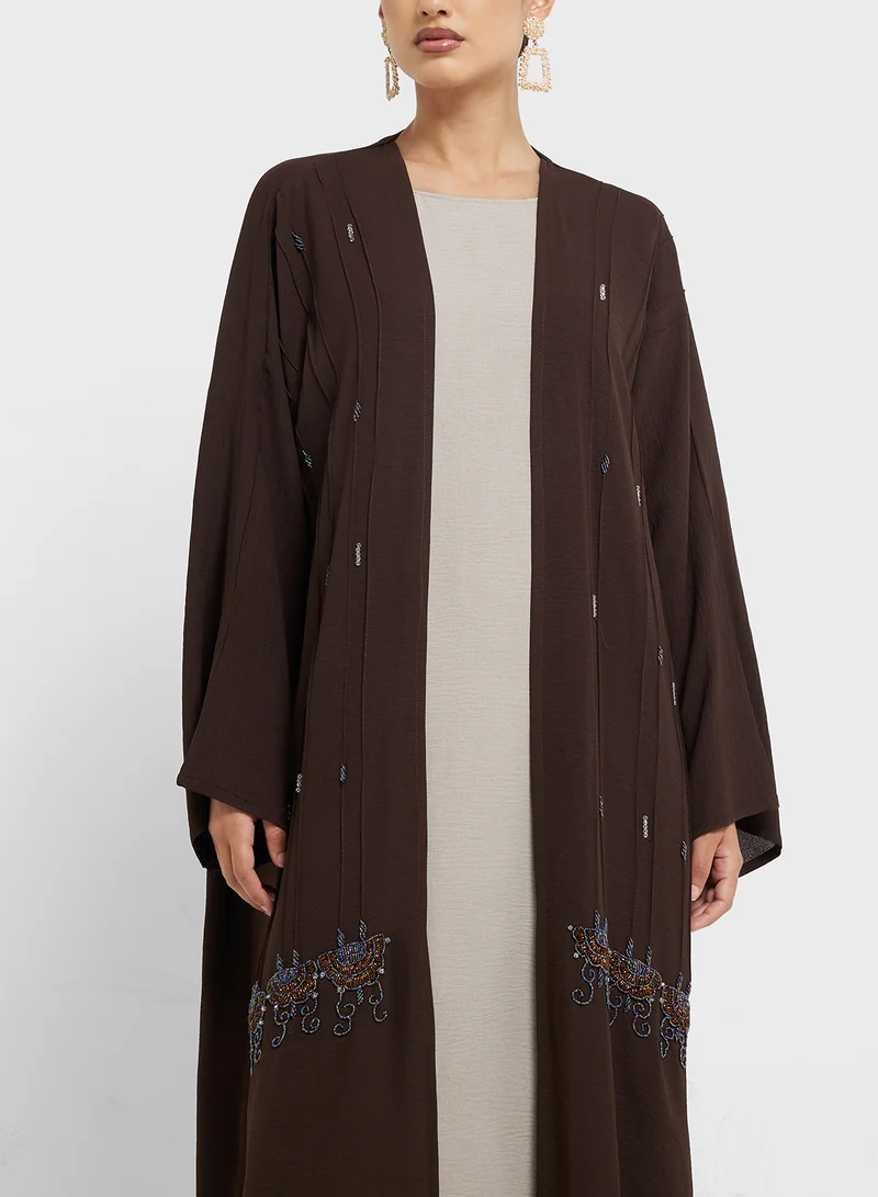 hayas closet Embellished Abaya with Sheila