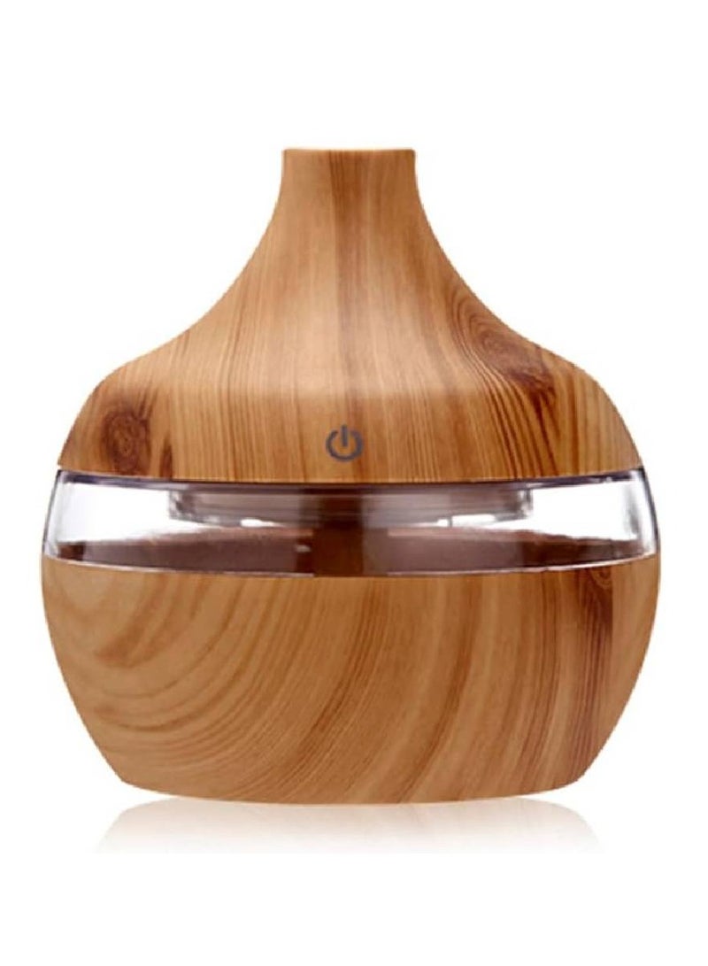 Home 300ml Electric Humidifier Essential Aroma Oil Diffuser Ultrasonic Wood Grain Air Humidifier USB Mini Mist Maker LED Light Touch
