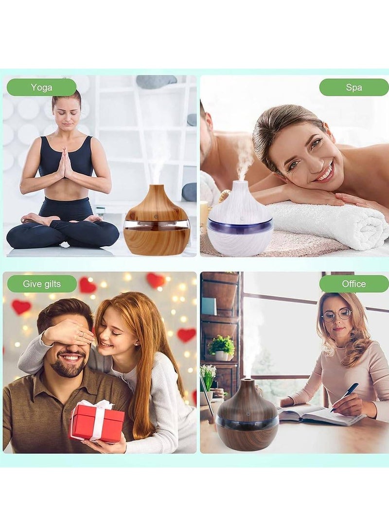 Home 300ml Electric Humidifier Essential Aroma Oil Diffuser Ultrasonic Wood Grain Air Humidifier USB Mini Mist Maker LED Light Touch