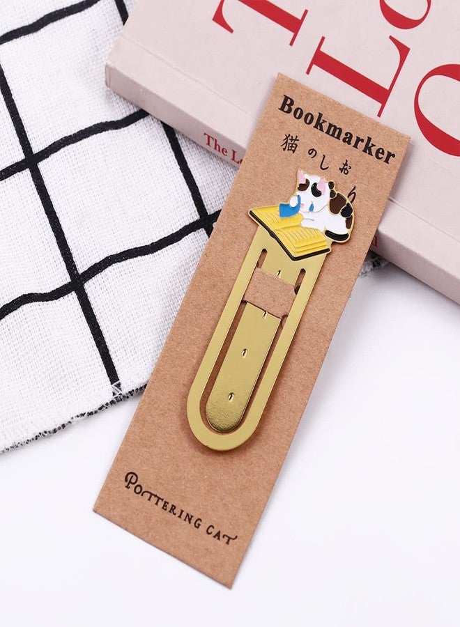 Pokinge 6 Pcs Cute Cat Bookmarks, Gold Metal Cartoon Cat Bookmark Creative Student Stationery Office Supplies for Work and Study Lovely Gifts for Kids(6 Styles) - Image 4