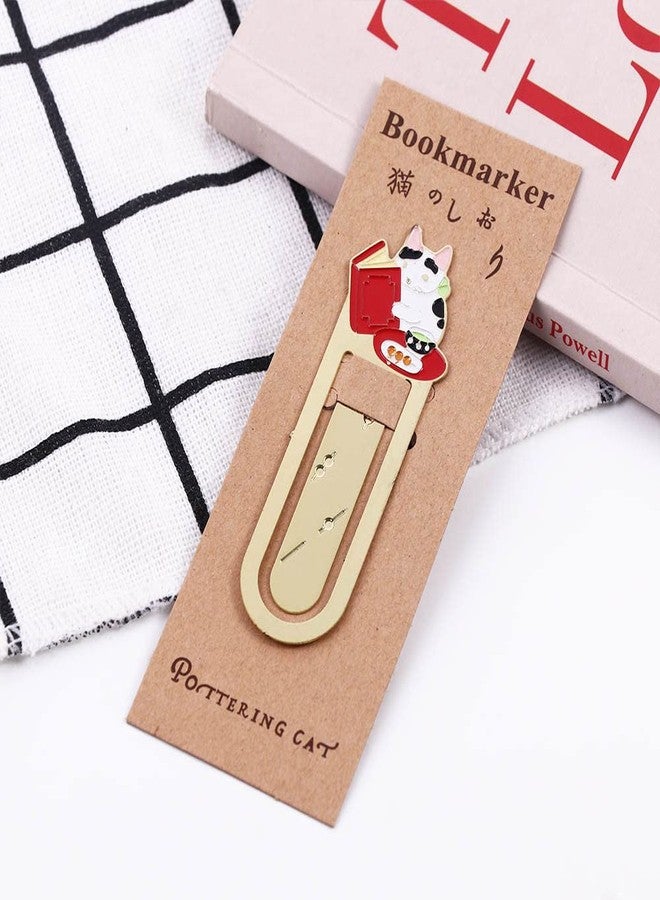 Pokinge 6 Pcs Cute Cat Bookmarks, Gold Metal Cartoon Cat Bookmark Creative Student Stationery Office Supplies for Work and Study Lovely Gifts for Kids(6 Styles) - Image 3