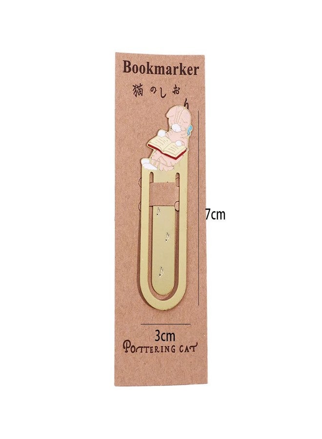 Pokinge 6 Pcs Cute Cat Bookmarks, Gold Metal Cartoon Cat Bookmark Creative Student Stationery Office Supplies for Work and Study Lovely Gifts for Kids(6 Styles) - Image 2