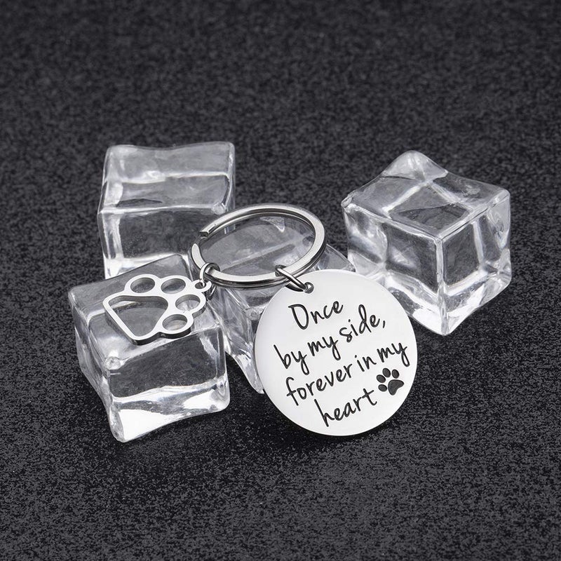Vanlovemac Loss of Pet Memorial Keychain Dog Cat Remembrance Jewelry Pet Sympathy Gift Dog Remembrance for Women Men Once by My Side Forever in My Heart Key Ring - Image 3