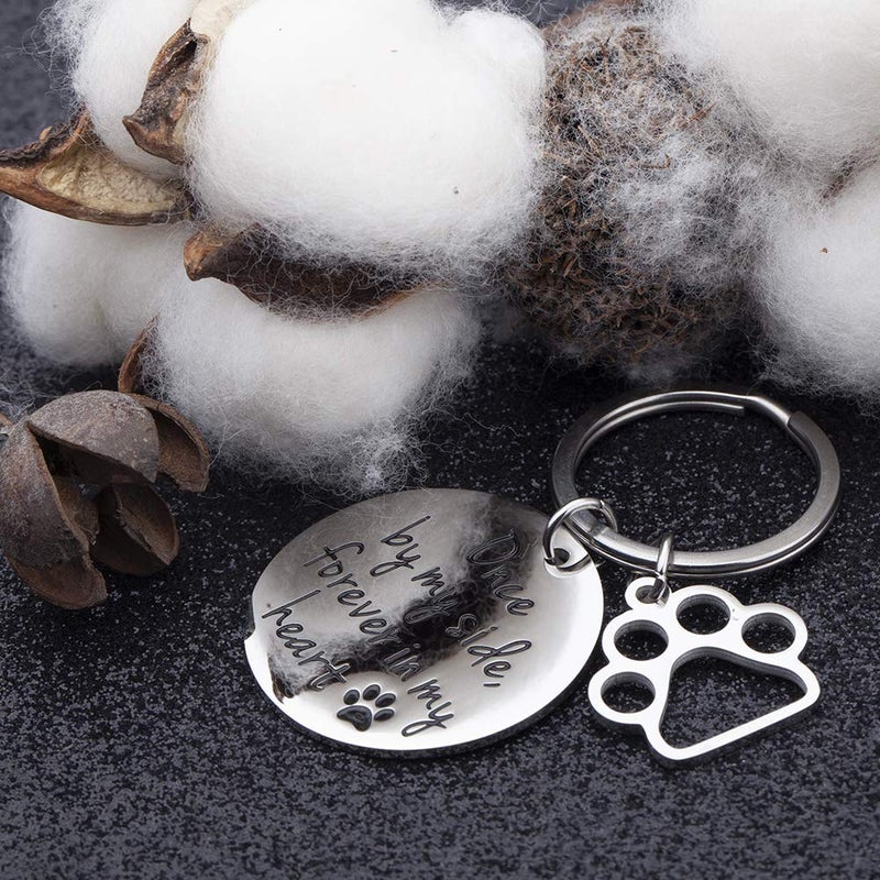 Vanlovemac Loss of Pet Memorial Keychain Dog Cat Remembrance Jewelry Pet Sympathy Gift Dog Remembrance for Women Men Once by My Side Forever in My Heart Key Ring - Image 5