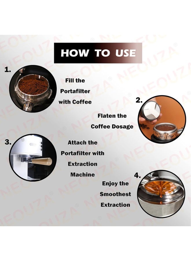 51mm Espresso Bottomless Portafilter Compatible for Delonghi EC680/EC685 Coffee Machine,Upgraded Rosewood,304 Food Stainless Steel,Filter Basket - Image 4