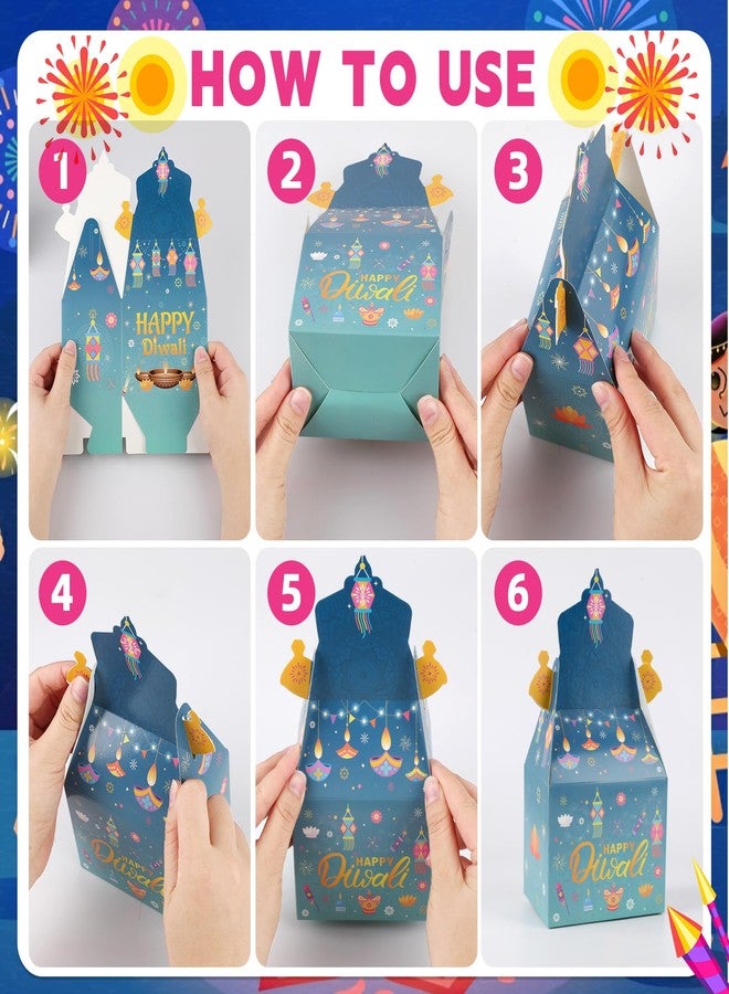 HOWAF 12 PCS Happy Diwali Candy Boxes - Diwali Party Decoration Gift Boxes - Festival of Lights Treat Boxes - Diya Goodie Boxes for Indian Deepavali Party Supplies Favor - Image 3