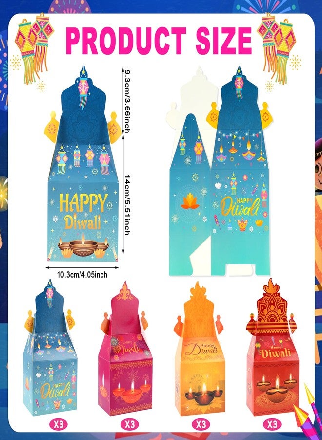 HOWAF 12 PCS Happy Diwali Candy Boxes - Diwali Party Decoration Gift Boxes - Festival of Lights Treat Boxes - Diya Goodie Boxes for Indian Deepavali Party Supplies Favor - Image 2