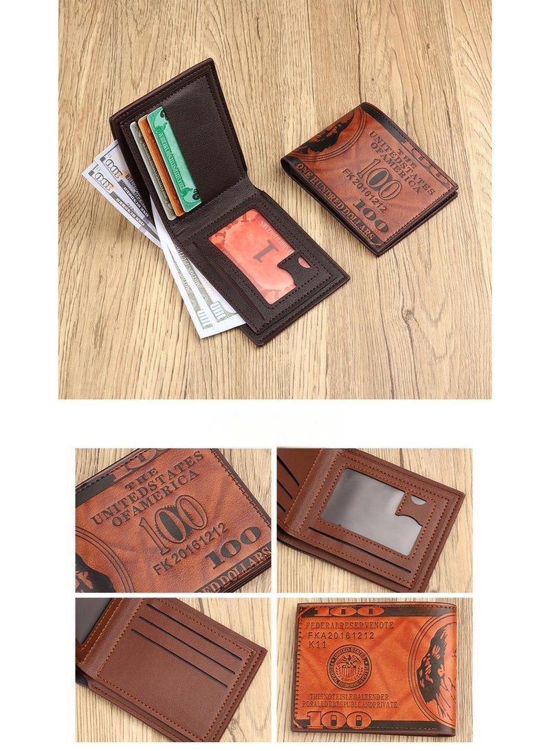 Men’s Short Bifold Wallet – Trendy Designer-Style PU Leather Card Holder with Multi-Slot Layout, Fashionable Compact Wallet for Daily Use - Image 4