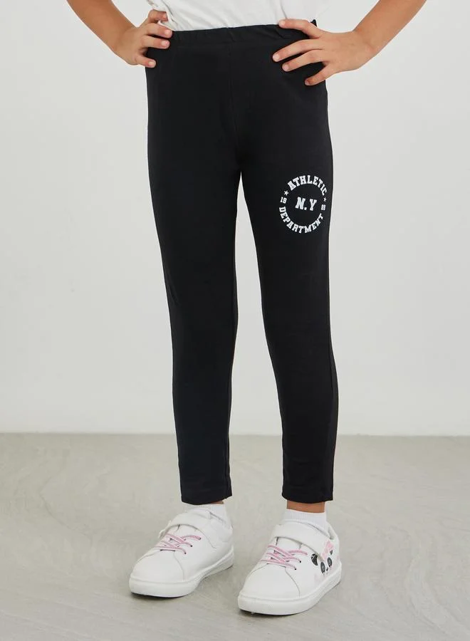 Styli Styli Slogan Print Round Neck T-Shirt and Leggings Set
