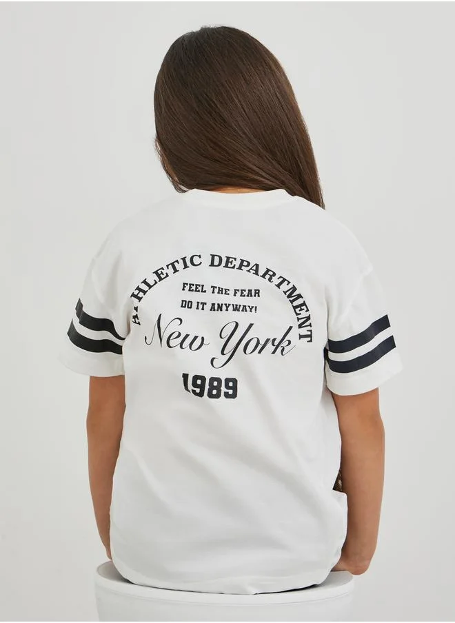 Styli Styli Slogan Print Round Neck T-Shirt and Leggings Set