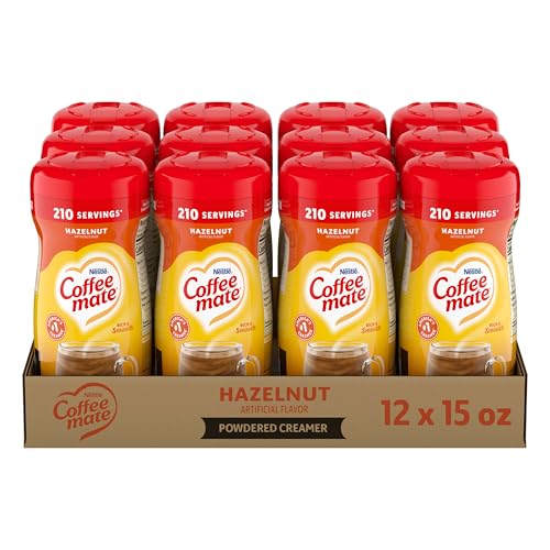 Coffee Mate Nestle Coffee mate Coffee Creamer Hazelnut Non Dairy Powder Creamer 15 oz Canister Pack of 12 - Image 1