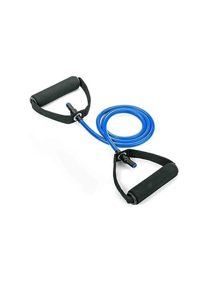 Professional sports resistance band with two handles - versatile exercise rope - ideal for yoga, muscle strengthening, and home fitness - lightweight and blue - Image 1