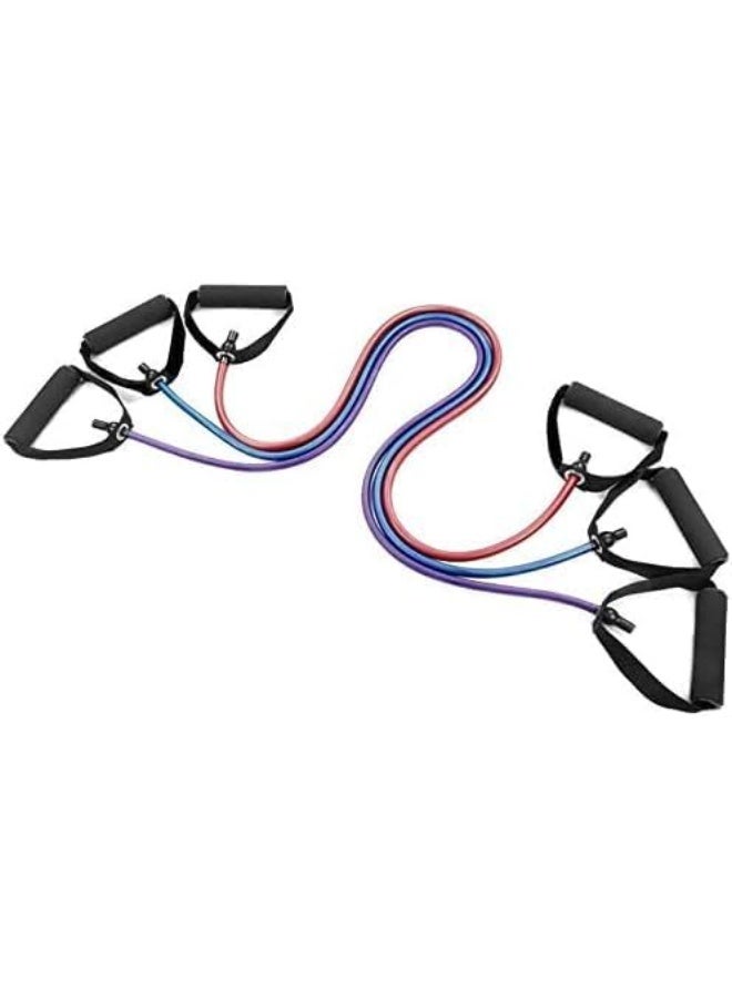 Professional sports resistance band with two handles - versatile exercise rope - ideal for yoga, muscle strengthening, and home fitness - lightweight and blue - Image 4