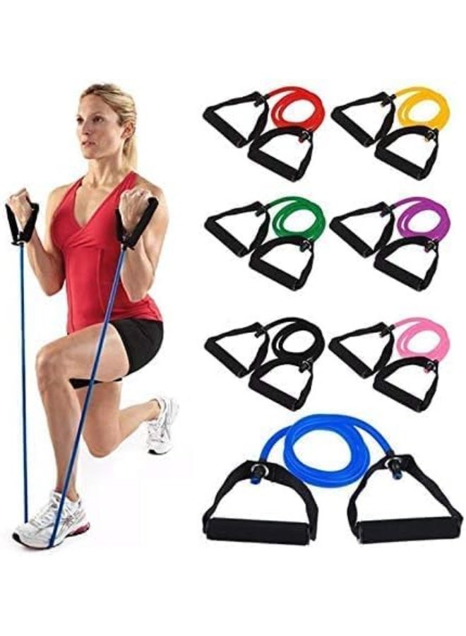 Professional sports resistance band with two handles - versatile exercise rope - ideal for yoga, muscle strengthening, and home fitness - lightweight and blue - Image 5