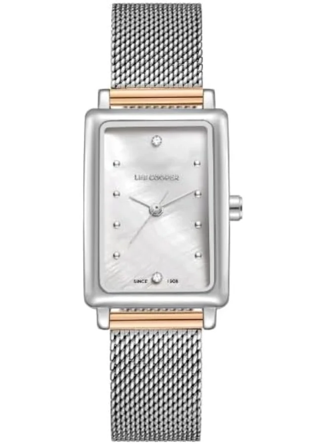 Lee Cooper Women'S Vj21C1 Movement Watch, Analog Display And Mesh Strap - Lc08076.520, Mother Of Pearl