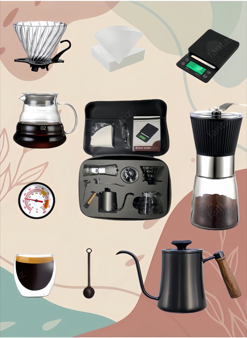 تخيل V60 مجموعة 9 قطع مجموعة تنقيط القهوة مع حالة أداة  - Image 2