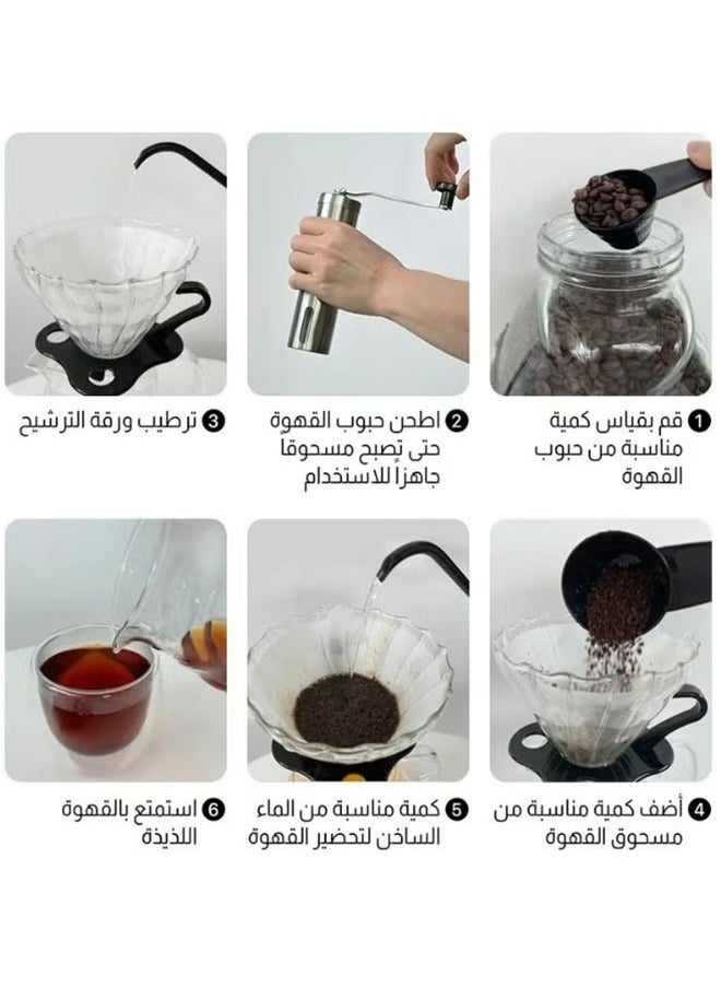 تخيل V60 مجموعة 9 قطع مجموعة تنقيط القهوة مع حالة أداة  - Image 5