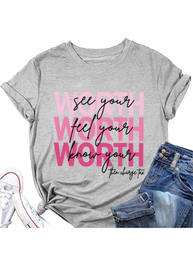 Women's Graphic T Shirts Casual Funny Printed Short Sleeve Undershirts Crewneck Summer Shirts for Women - Image 2