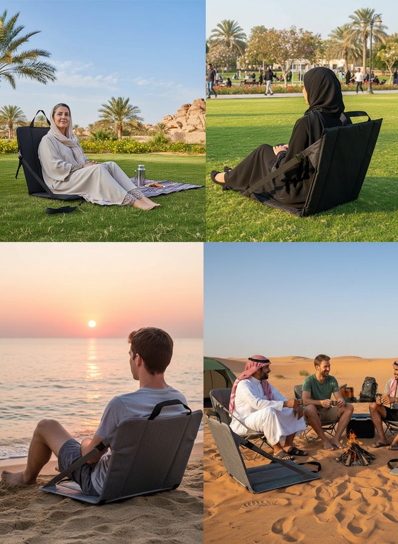 QUTOOB Foldable Camping Chair with Back Support and Storage Pocket, Versatile 3-in-1 Chair Serve as Floor Chair, Mat, or Seat Pad - Ideal for Outdoors, Camping, Travel, Desert, Beach, Lawn, Umrah, Indoors - Image 2