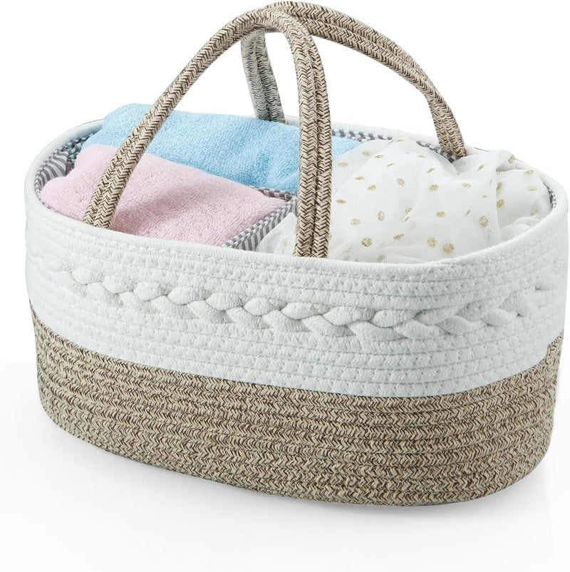 PandaEar Baby Diaper Caddy Organizer Portable Nursery Storage Basket Cotton Rope Diaper Caddy for Baby Shower Gifts Newborn Infants Brown - Image 3