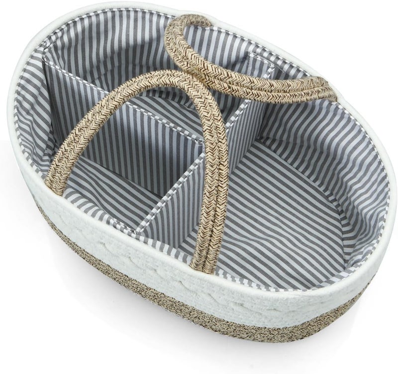 PandaEar Baby Diaper Caddy Organizer Portable Nursery Storage Basket Cotton Rope Diaper Caddy for Baby Shower Gifts Newborn Infants Brown - Image 5