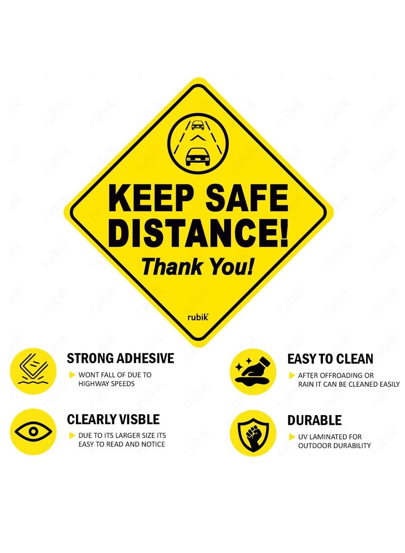 Rubik علامة سيارة شكرًا على الحفاظ على المسافة الآمنة ملصق ذاتي اللصق، 2 قطعة علامة عاكسة قابلة للإزالة لمواجهة السائقين المزعجين للسائقين الجدد مع طفل على متن السيارة (12x12 سم) - Image 5
