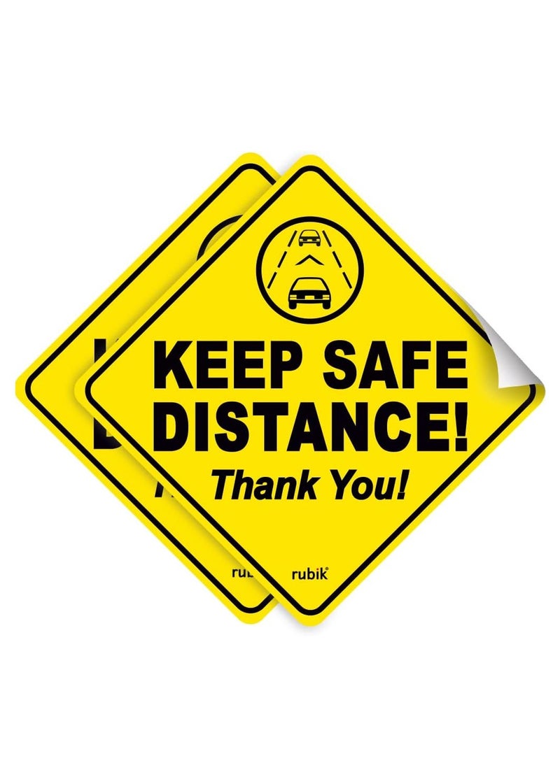 Rubik علامة سيارة شكرًا على الحفاظ على المسافة الآمنة ملصق ذاتي اللصق، 2 قطعة علامة عاكسة قابلة للإزالة لمواجهة السائقين المزعجين للسائقين الجدد مع طفل على متن السيارة (12x12 سم) - Image 1