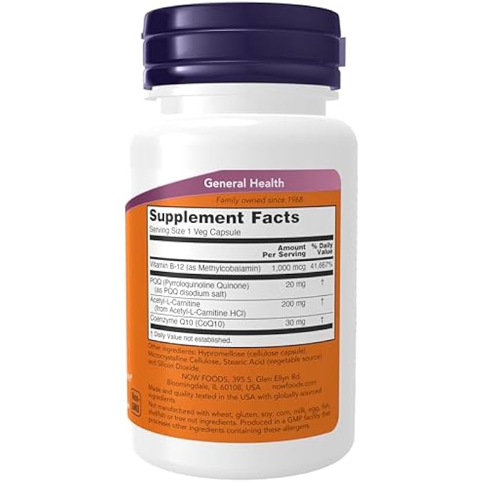 now Supplements, PQQ Energy, Free Radical Scavenger*, Cognitive Support*, 30 Veg Capsules - Image 2
