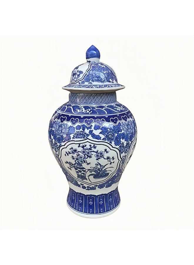 Lumina Blue and White Porcelain Ginger Jar with Lid 50cm Classic Chinese Ceramic Vase Home Decoration Luxury Oriental Style Decorative Jar for Living Room, Dining Table, or Hallway – Perfect for Homes - Image 4