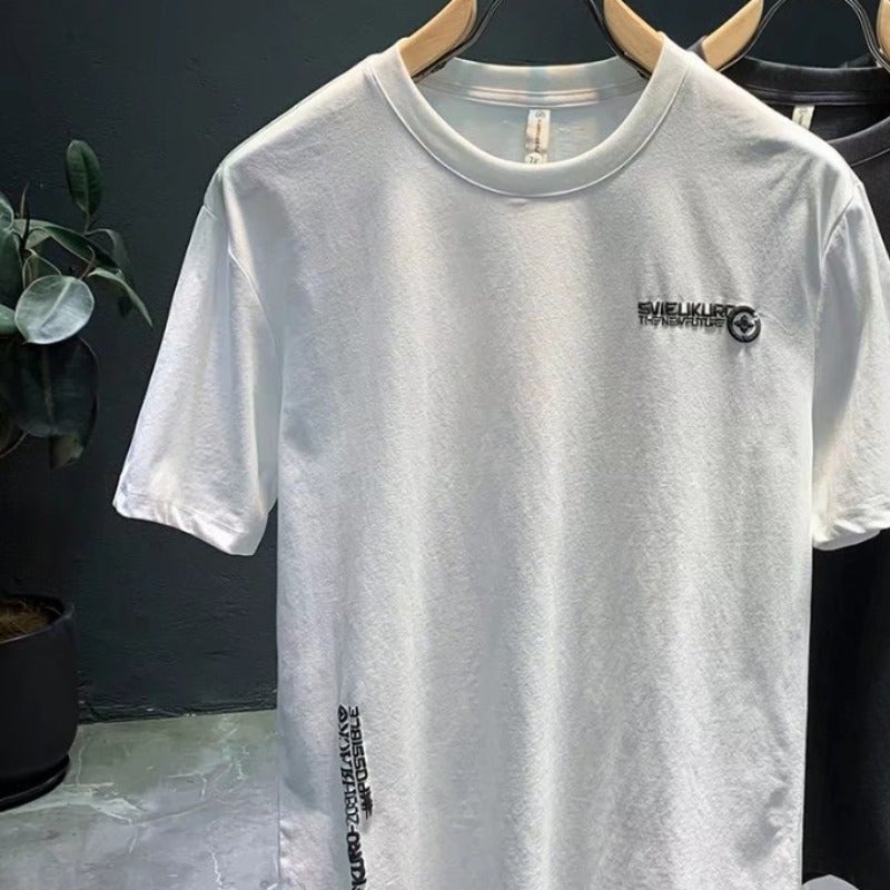 Short-sleeved T-shirt men's 2022 new casual fashion brand summer ins trendy all-match T-shirt A printed top fashion - Image 1