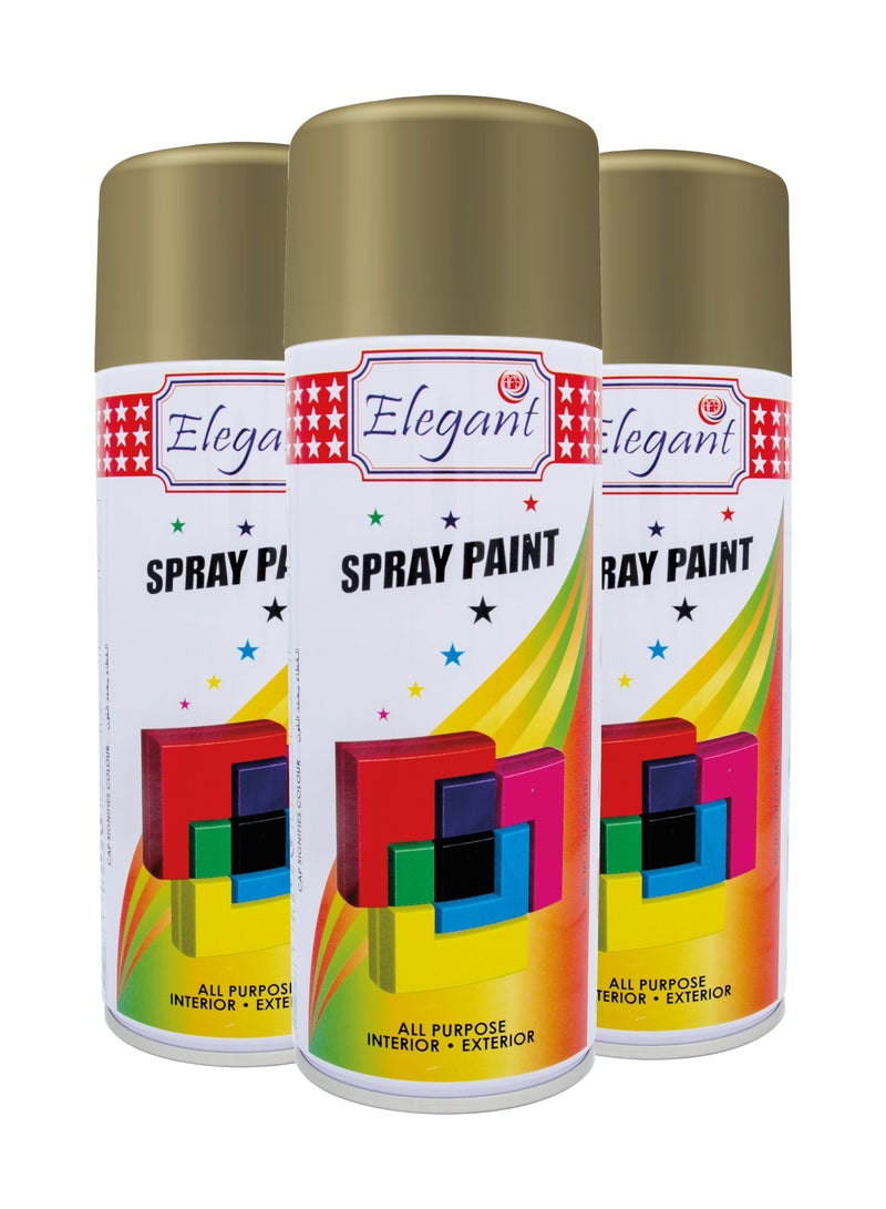 AFS Elegant 3 Piece Spray Paint Set Chrome Gold 400ml - Image 1