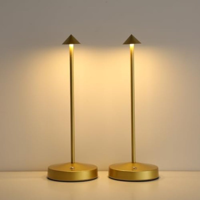 Portable LED touch dimmable bar lamp for bars, restaurant, living room; gold metal; 3000mAh rechargeable battery; 2-level brightness control - Image 1